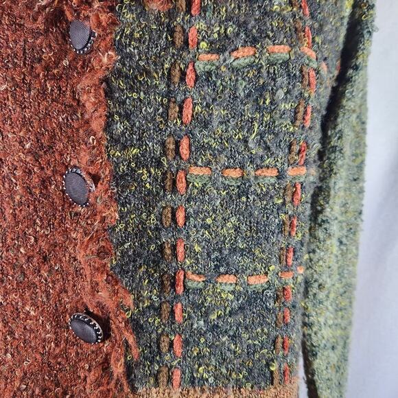 Anthropologie CURIO Small Wool Blend Patchwork Cardigan Sweater BoHo Cottagecore - Picture 5 of 10